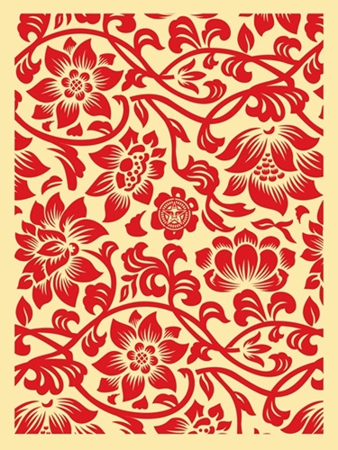 Floral Takeover 2017 (Red / Cream) by Shepard Fairey