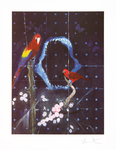 Red Bird And Parrot With Shark Jaw (Small) by Damien Hirst