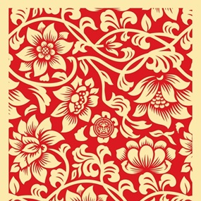 Floral Takeover 2017 (Cream / Red) by Shepard Fairey