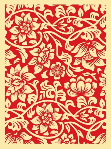 Floral Takeover 2017 (Cream / Red) by Shepard Fairey