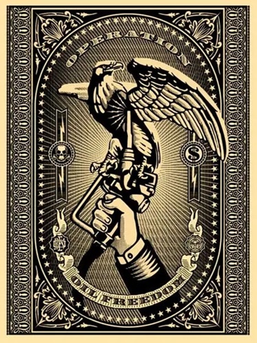 Operation Oil Freedom (Silver) by Shepard Fairey