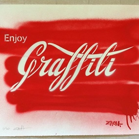 Enjoy Graffiti (Red / White Hand Painted) by Ernest Zacharevic