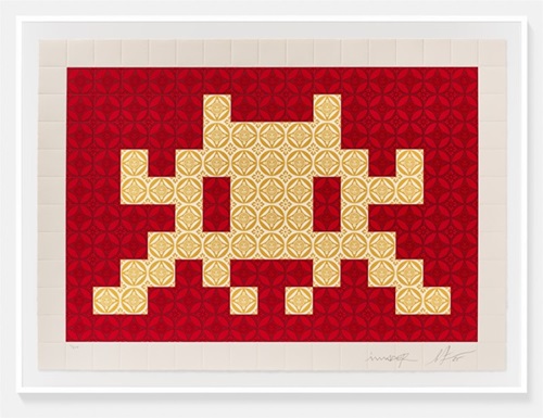 Positive Space / Negative Space (Cream / Red) by Space Invader