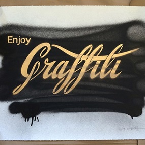 Enjoy Graffiti (Black / Gold Hand Painted) by Ernest Zacharevic