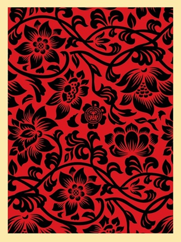 Floral Takeover 2017 (Black / Red) by Shepard Fairey