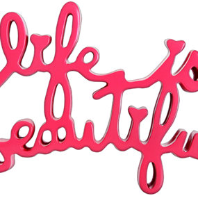 Life Is Beautiful (Sculpture) (Pink) by Mr Brainwash