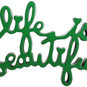 Life Is Beautiful (Sculpture) (Green) by Mr Brainwash