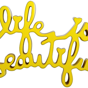 Life Is Beautiful (Sculpture) (Yellow) by Mr Brainwash
