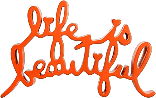 Life Is Beautiful (Sculpture) (Orange) by Mr Brainwash