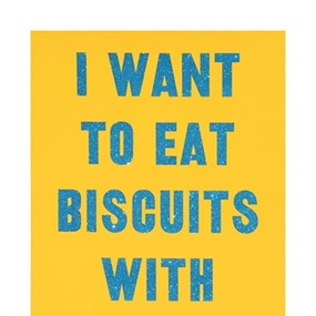 I Want To Eat Biscuits With You (Small - Blue Glitter) by David Buonaguidi