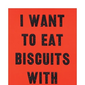 I Want To Eat Biscuits With You (Small - Black Glitter) by David Buonaguidi