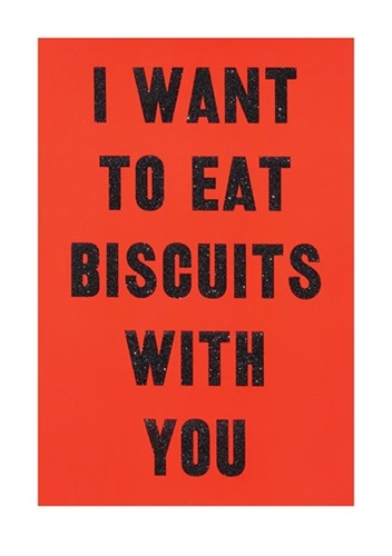 I Want To Eat Biscuits With You (Small - Black Glitter) by David Buonaguidi