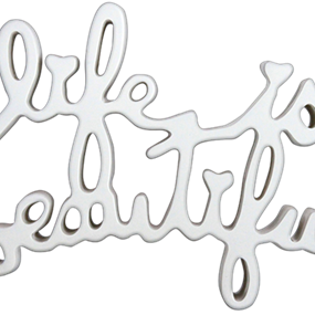 Life Is Beautiful (Sculpture) (White) by Mr Brainwash