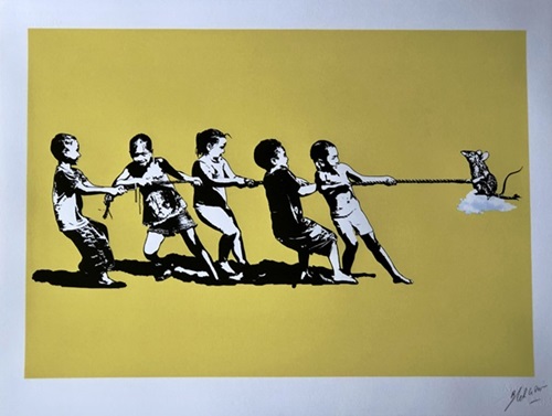 Rope Pulling (Yellow) by Blek Le Rat