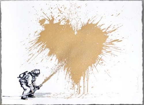 Love To The Rescue (Gold) by Mr Brainwash