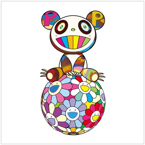 Atop A Ball Of Flowers, A Panda Cub Sleeps Properly  by Takashi Murakami