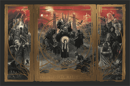 The Lord Of The Rings Triptych (Gold Foil) by Gabz