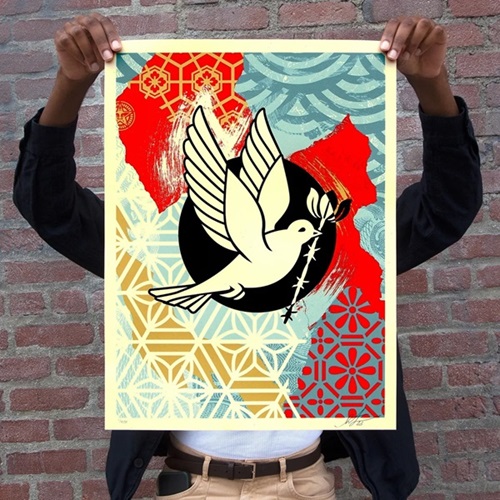 Barb Wire Dove Screenprint (Collage) by Shepard Fairey