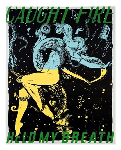 Caught Fire (Blue / Yellow) by Faile
