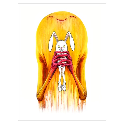 Bunnywith Happy New Owner  by Alex Pardee