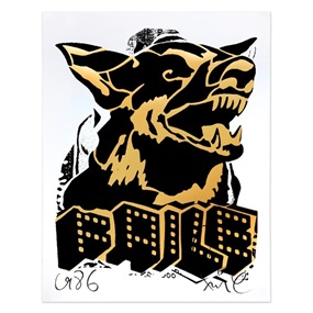 Faile Dog (Black / Gold Offset) by Faile