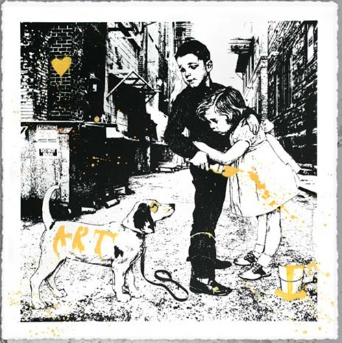 Pup Art (Yellow) by Mr Brainwash