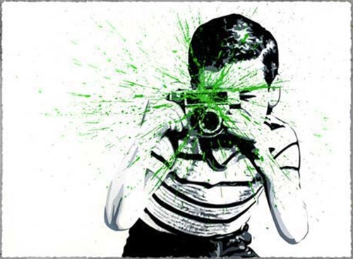 Smile (Green) by Mr Brainwash