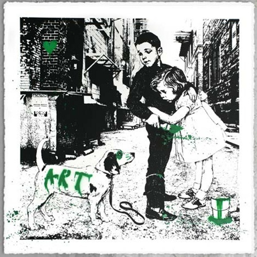 Pup Art (Green) by Mr Brainwash