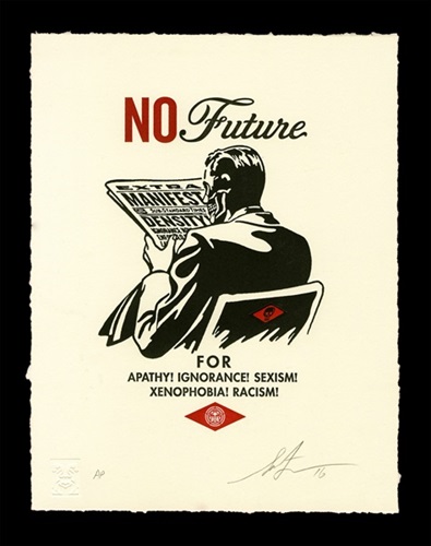 No Future Letterpress  by Shepard Fairey