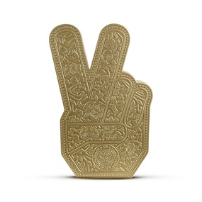 Peace Fingers Sculpture (Gold Edition) by Shepard Fairey