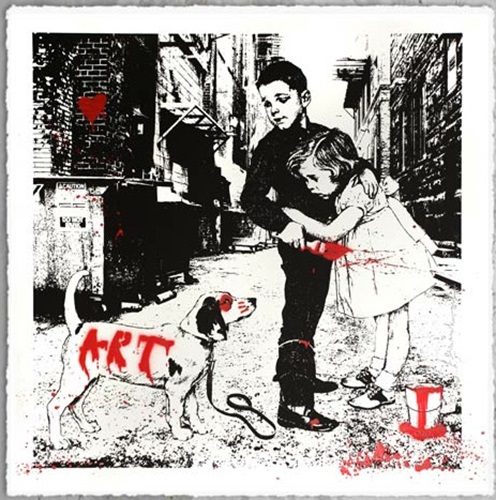 Pup Art (Red) by Mr Brainwash