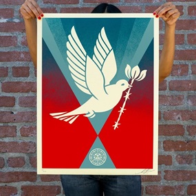 Barb Wire Dove Screenprint (Gradient) by Shepard Fairey