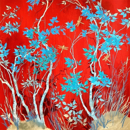 Red With Dragonflies  by Henrik Simonsen