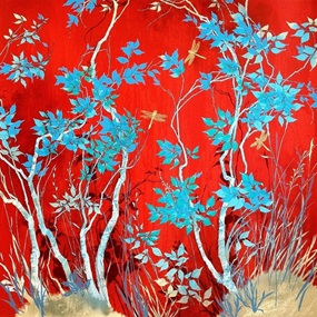 Red With Dragonflies by Henrik Simonsen
