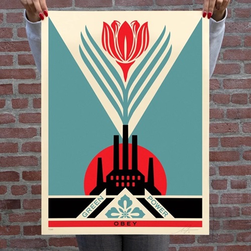 Green Power Factory (Blue) by Shepard Fairey