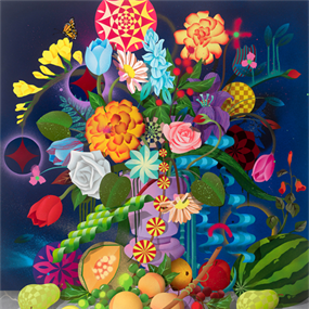 Still Life With Fruits And Flowers by Casey Gray