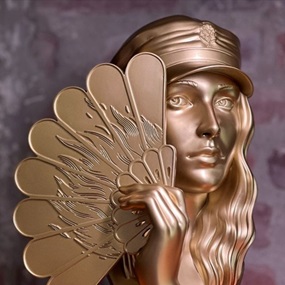 Fan The Flames Sculpture (Gold) by Shepard Fairey