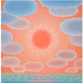 Blue And Orange Seascape (Hand-Embellished) by Amy Lincoln