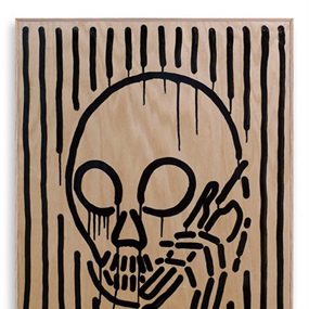Skullphone Neon Painting (Natural Oak Wood Panel) by Skullphone