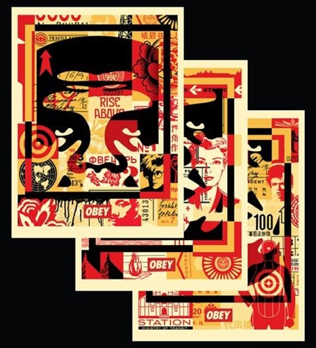 Obey 3 Face Collage (Offset Poster Set) by Shepard Fairey