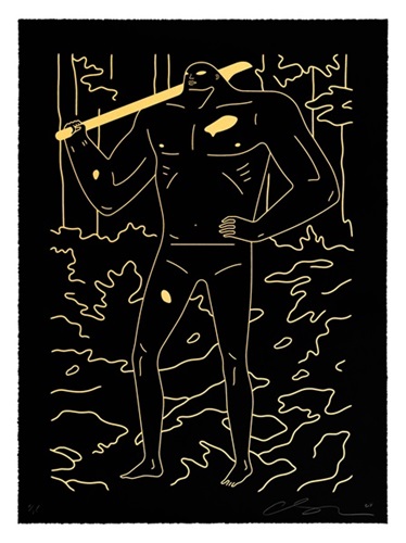 Man In The Forest (Black & Gold) by Cleon Peterson