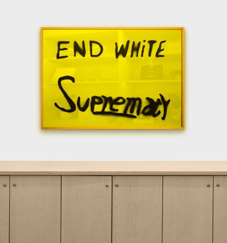 End White Supremacy (MIrrored Yellow) by Sam Durant