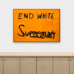 End White Supremacy (Mirrored Amber) by Sam Durant