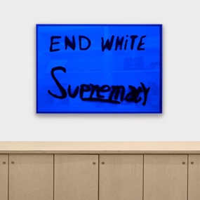 End White Supremacy (Mirrored Blue) by Sam Durant