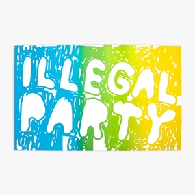 Illegal Party (Light Blue, Green & Yellow) by Stefan Marx