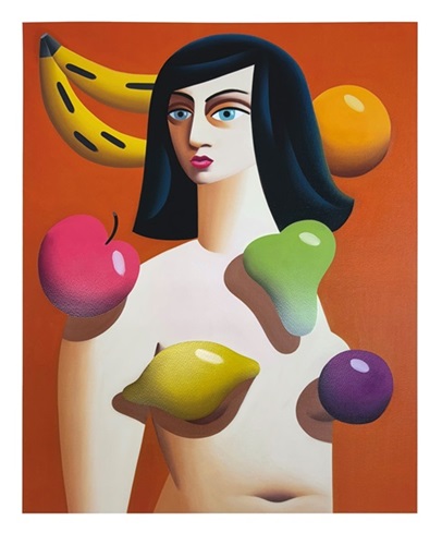 Desnudo Con Frutas Flotantes  by Juan De La Rica