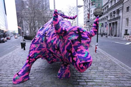 Project B (Wall Street Bull)  by Olek